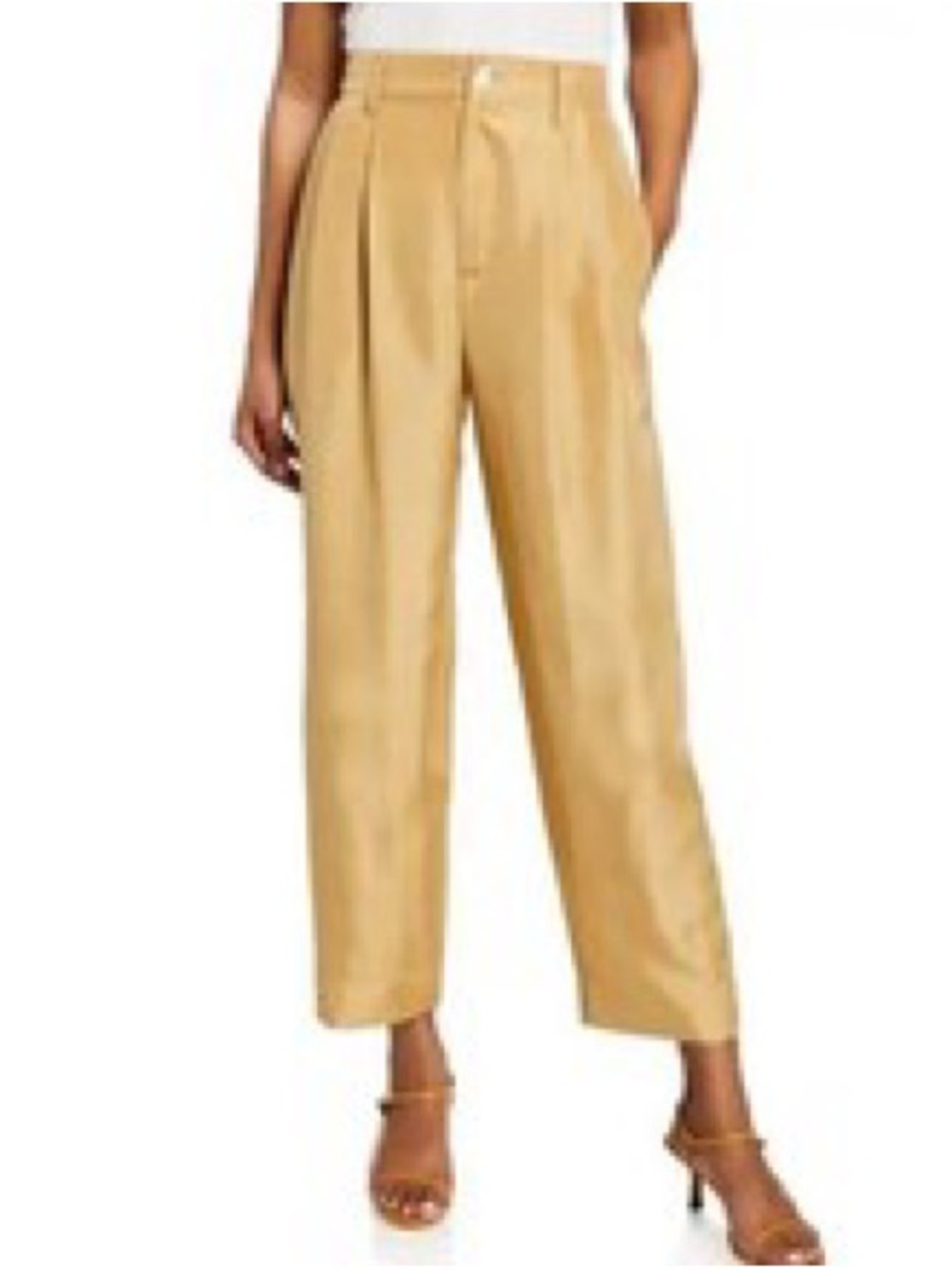 Vince Silk Tan Ankle Pants Sz 4 - Picture 3 of 9
